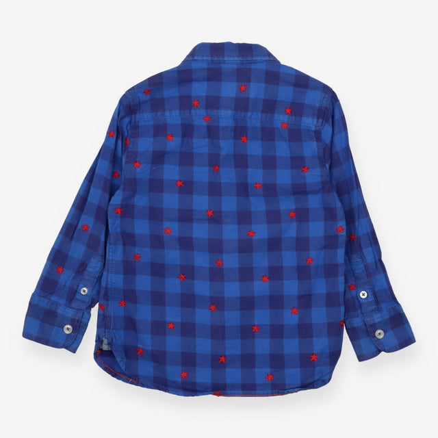 Shirt Blue Check Red Stars