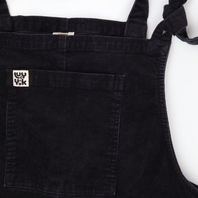 Black Corduroy Original Tie Strap Dungarees