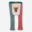 Knit leggings green and red stripe reindeer