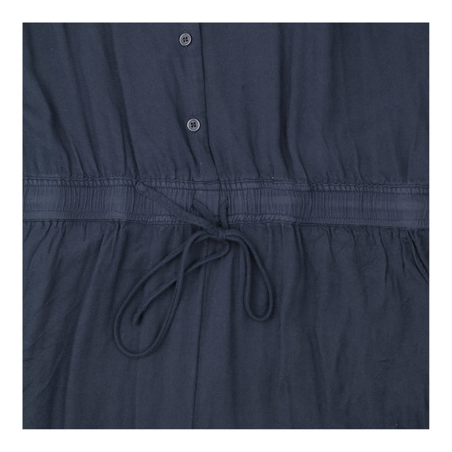 Jumpsuit Blue Button Front Tapered Leg