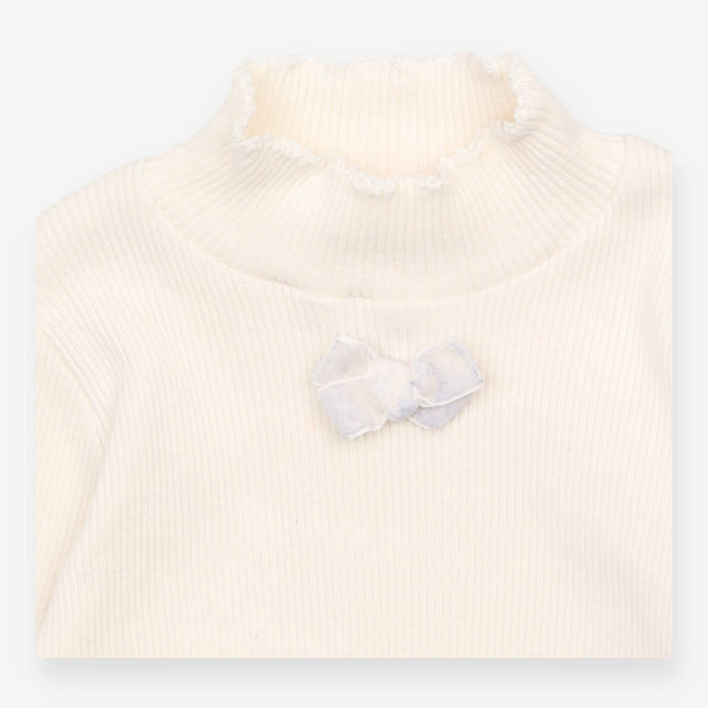 Confiture White Ribbed High Neck LS Top