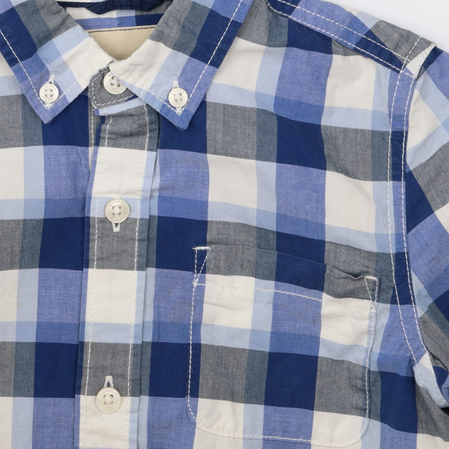 Shirt woven blue check with pocket