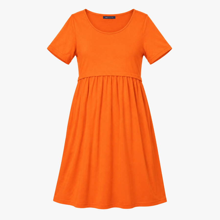 Jersey Smock Dress Short Sleeve Scoop Neck Tangeri