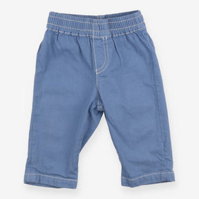 Blue denim pull on trousers