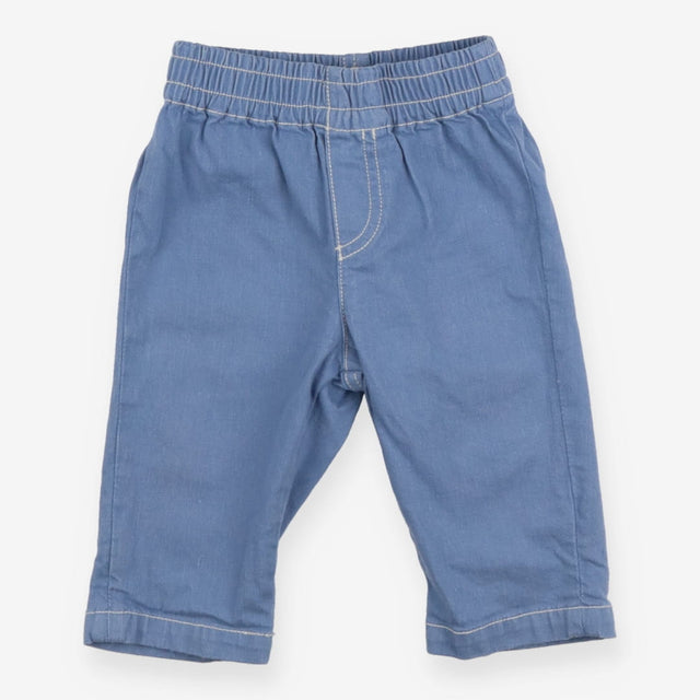 Blue denim pull on trousers