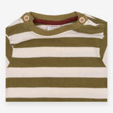 Tee Long Sleeve Ribbed Green and Cream Strip