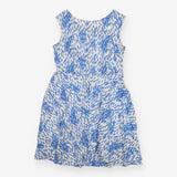 Cotton A line Dress - Blue and White Print