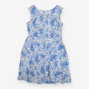 Cotton A line Dress - Blue and White Print