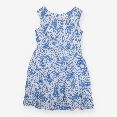 Cotton A line Dress - Blue and White Print