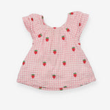 Tunic pink gingham strawberries