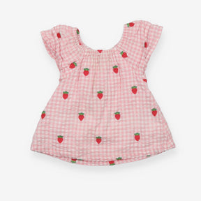 Tunic pink gingham strawberries