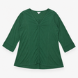 Long Sleeve V-Neck Silk Blend Tunic Top Forest Gre