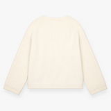 Wrap Cardigan Cream Textured Wool Blend Tie Waist