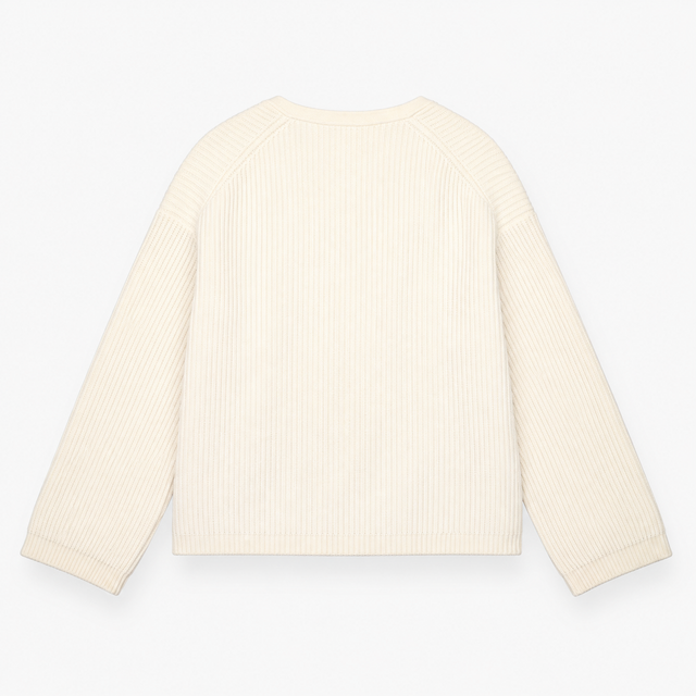 Wrap Cardigan Cream Textured Wool Blend Tie Waist