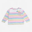 Tee LS white stripe giraffe on pocket 