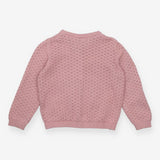 Pink Knit Cardigan Brown Buttons