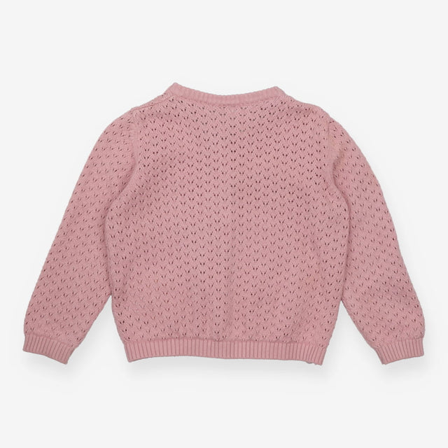 Pink Knit Cardigan Brown Buttons