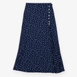 Midi Skirt Polka Dot Button Detail Navy