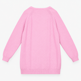 Cardigan Pink Textured Chevron Knit Open Front Lon