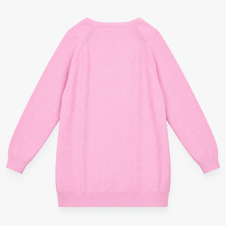Cardigan Pink Textured Chevron Knit Open Front Lon