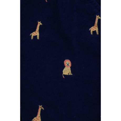 Navy cord lined lion and giraffe dungarees