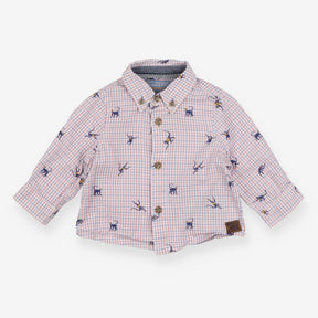 Shirt Long Sleeved Blue and Red Check Monkeys