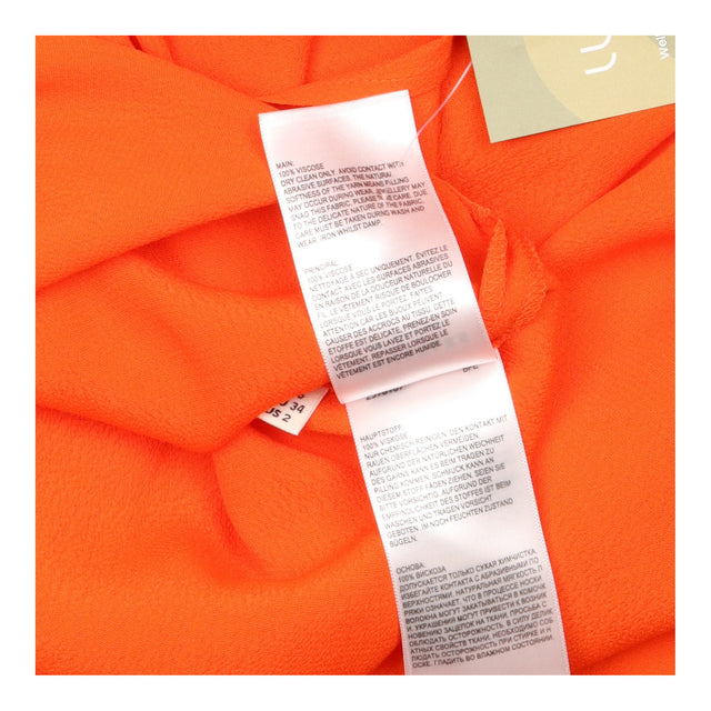 Orange Midi Dress with Smocked Waist and Long Slee