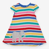 Dress bold colourful striped elephant