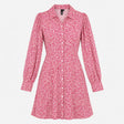 Mini Shirt Dress Pink White Ditsy Floral Print Lon