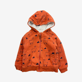 Orange Llama inside fleece hoodie