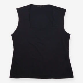 Draped Top Black Sleeveless Cowl Neck