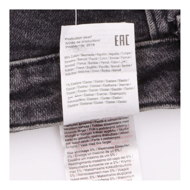  Washed Black Raw Fray Hem Stretch Denim Skirt