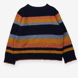 Sweater Knit Navy Orange Blue Stripe