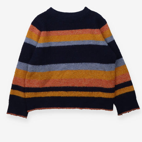 Sweater Knit Navy Orange Blue Stripe