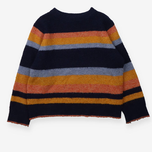 Sweater Knit Navy Orange Blue Stripe