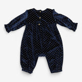 Romper velour navy gold glitz