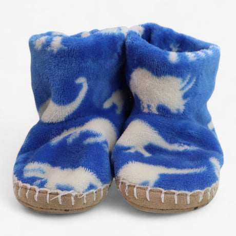 Slippers Blue with White Dinosaurs Size 8-10