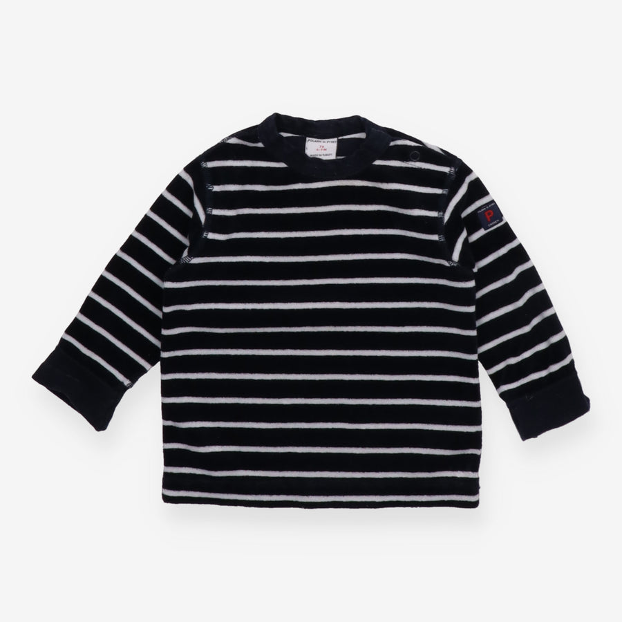 T-Shirt Long Sleeve Velour Navy Striped