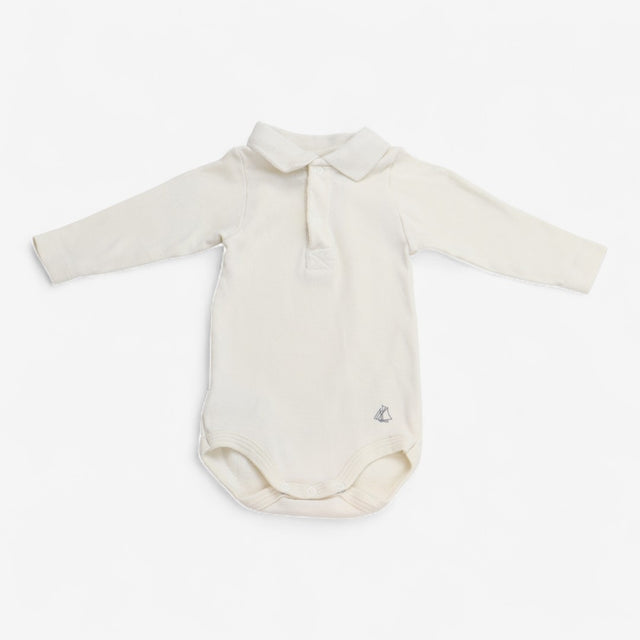 Cream Collared Long Sleeve Bodysuit