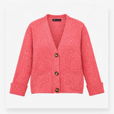 Cardigan V Neck Button Front Marl Pink