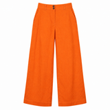Trousers Linen Wide Leg High Waist Orange Petite