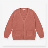 Cardigan Pink Open Front Chunky Knit Pocket