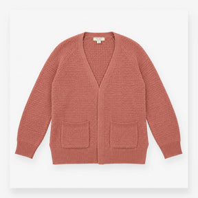 Cardigan Pink Open Front Chunky Knit Pocket