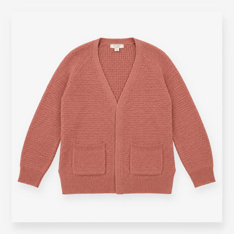 Cardigan Pink Open Front Chunky Knit Pocket