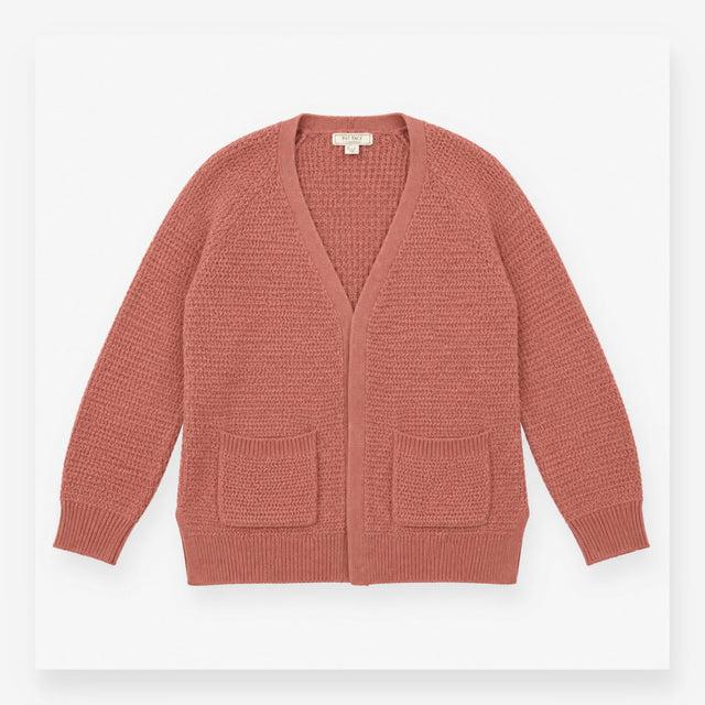 Cardigan Pink Open Front Chunky Knit Pocket