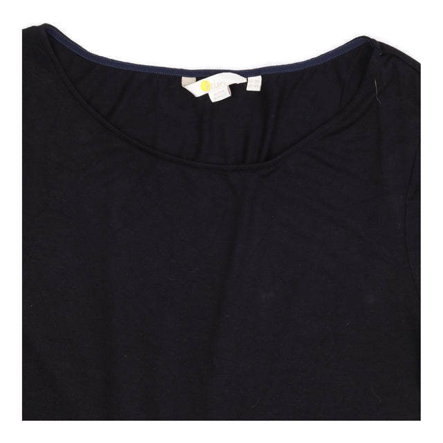 Midi Dress Black Jersey Short Sleeve Gathered Wais