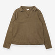 Sweatshirt Khaki Green Collared V Neck Long Sleeve
