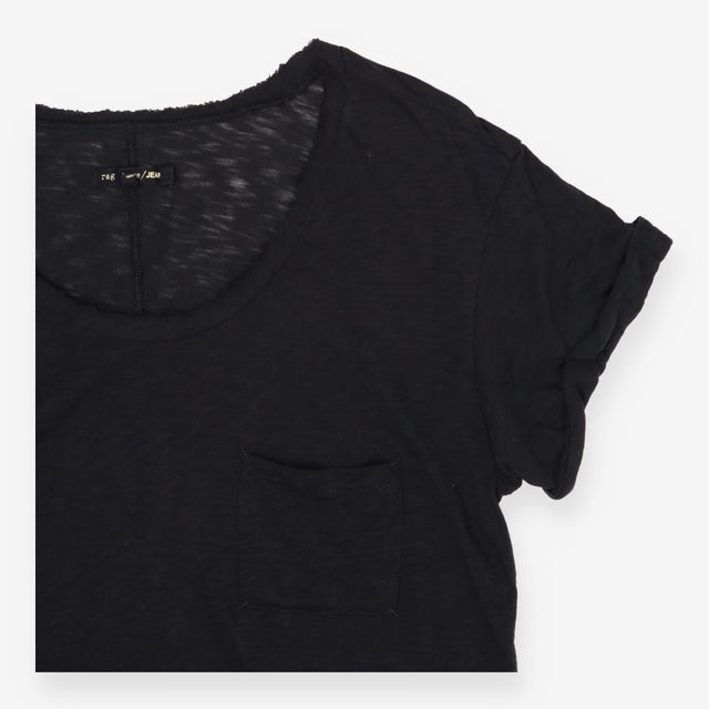 rag & bone Black Slub Cotton T Shirt Size M Design