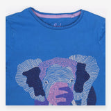 Tee SS blue stitched elephant