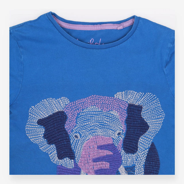 Tee SS blue stitched elephant